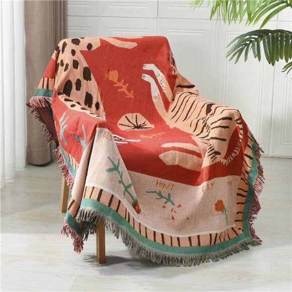 Boho Throw Blanket Reversible CottonTapestry Hippie Room Decor